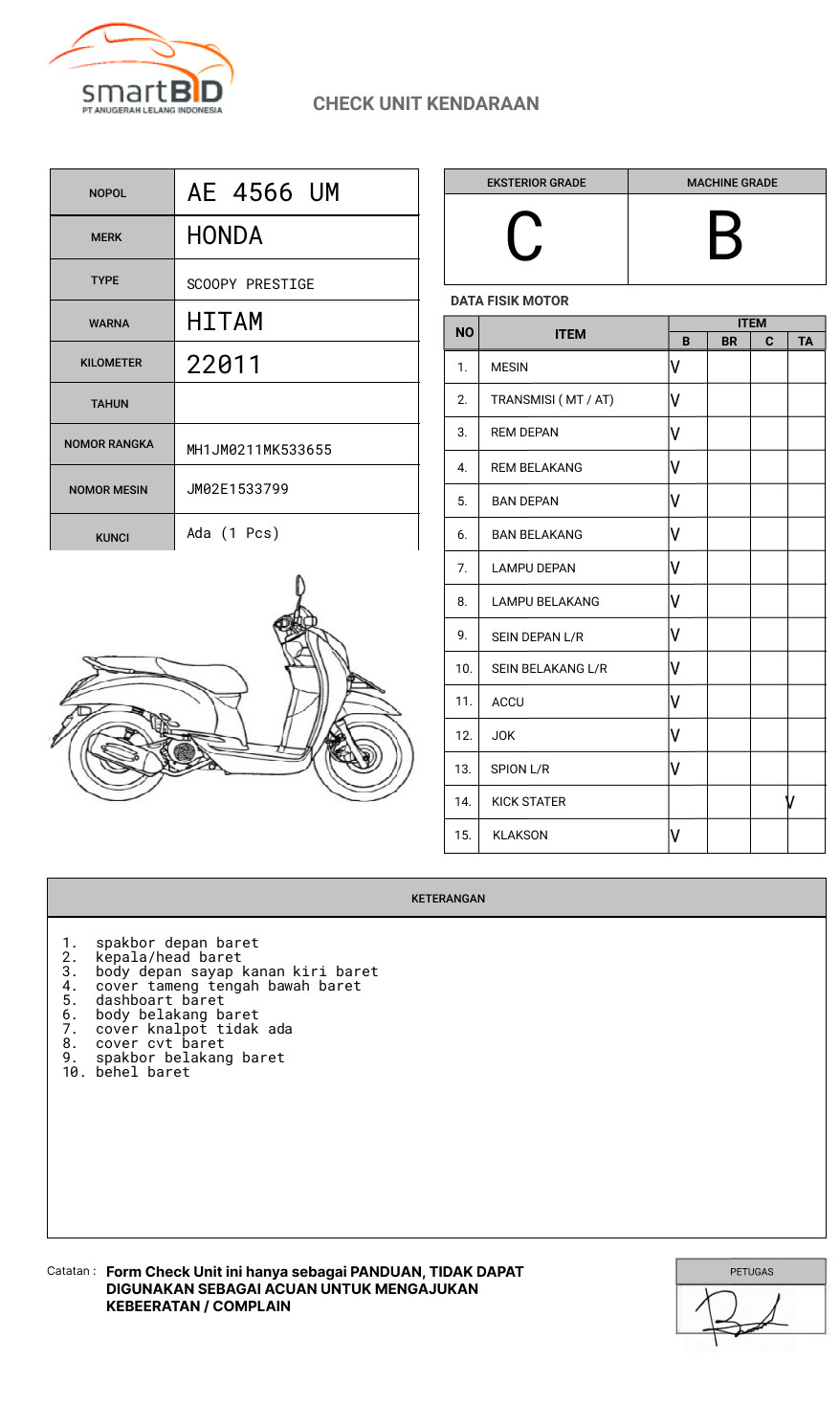 HONDA SCOOPY PRESTIGE Unit Smartbid