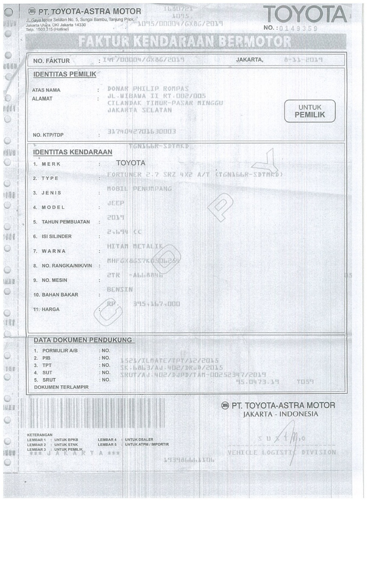 TOYOTA FORTUNER 2.7 SRZ