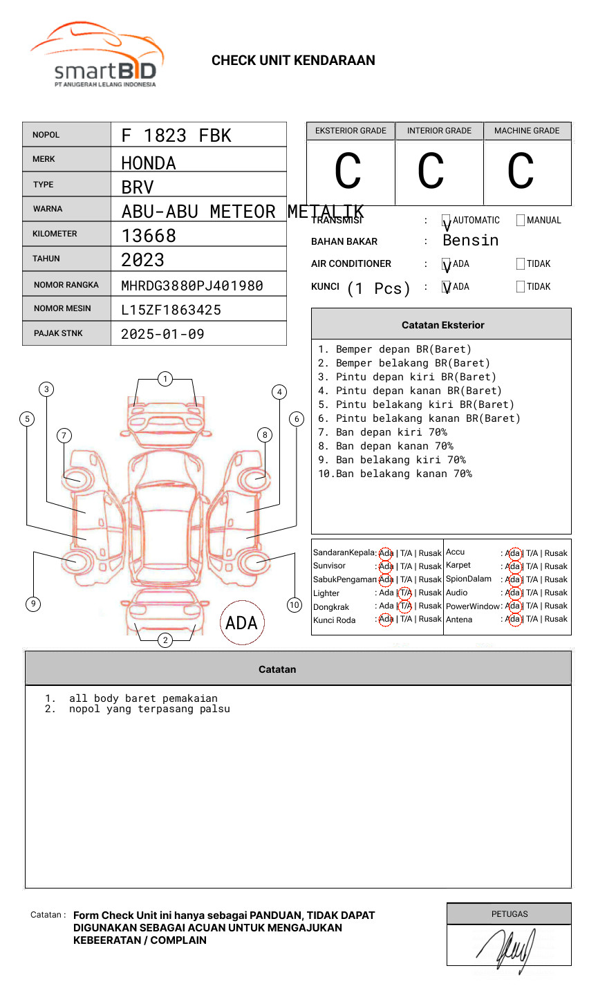 HONDA BRV DG3 1.5L PRE-HS