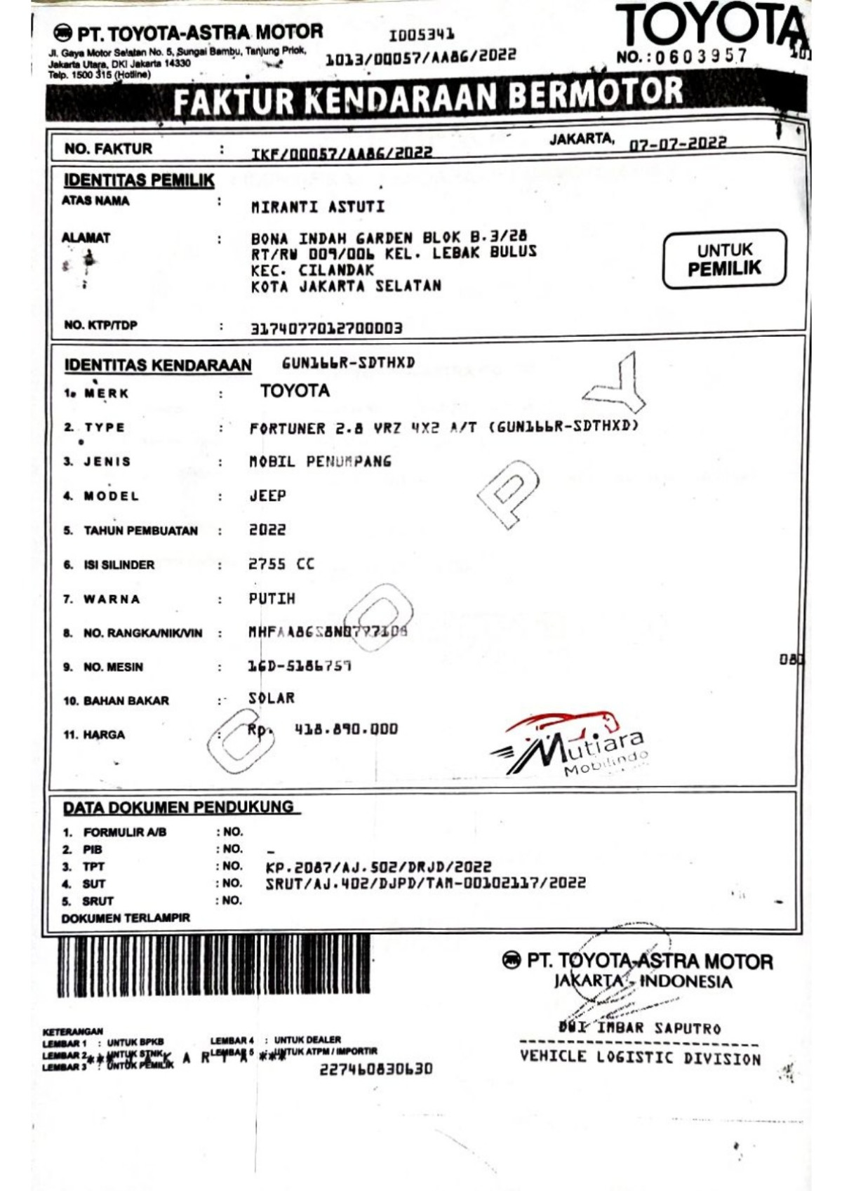 TOYOTA FORTUNER 2.8 VRZ