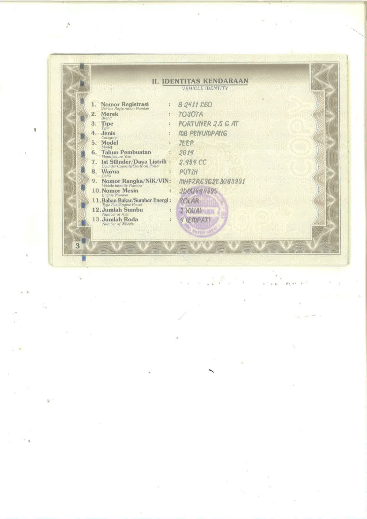 TOYOTA FORTUNER 2.5G AT