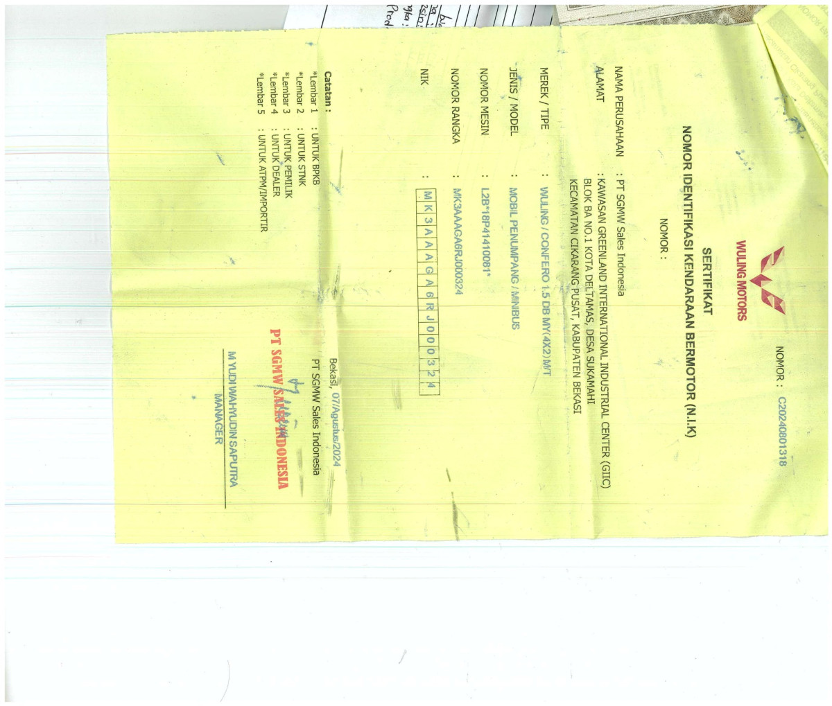 WULING CONFERO 1.5 DB MY (4X2)