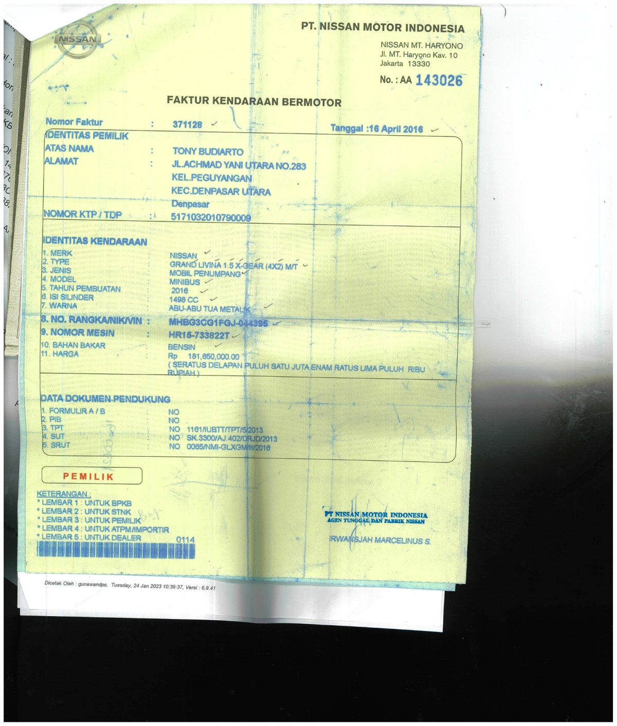 NISSAN GRAND LIVINA 1.5 X – GEAR