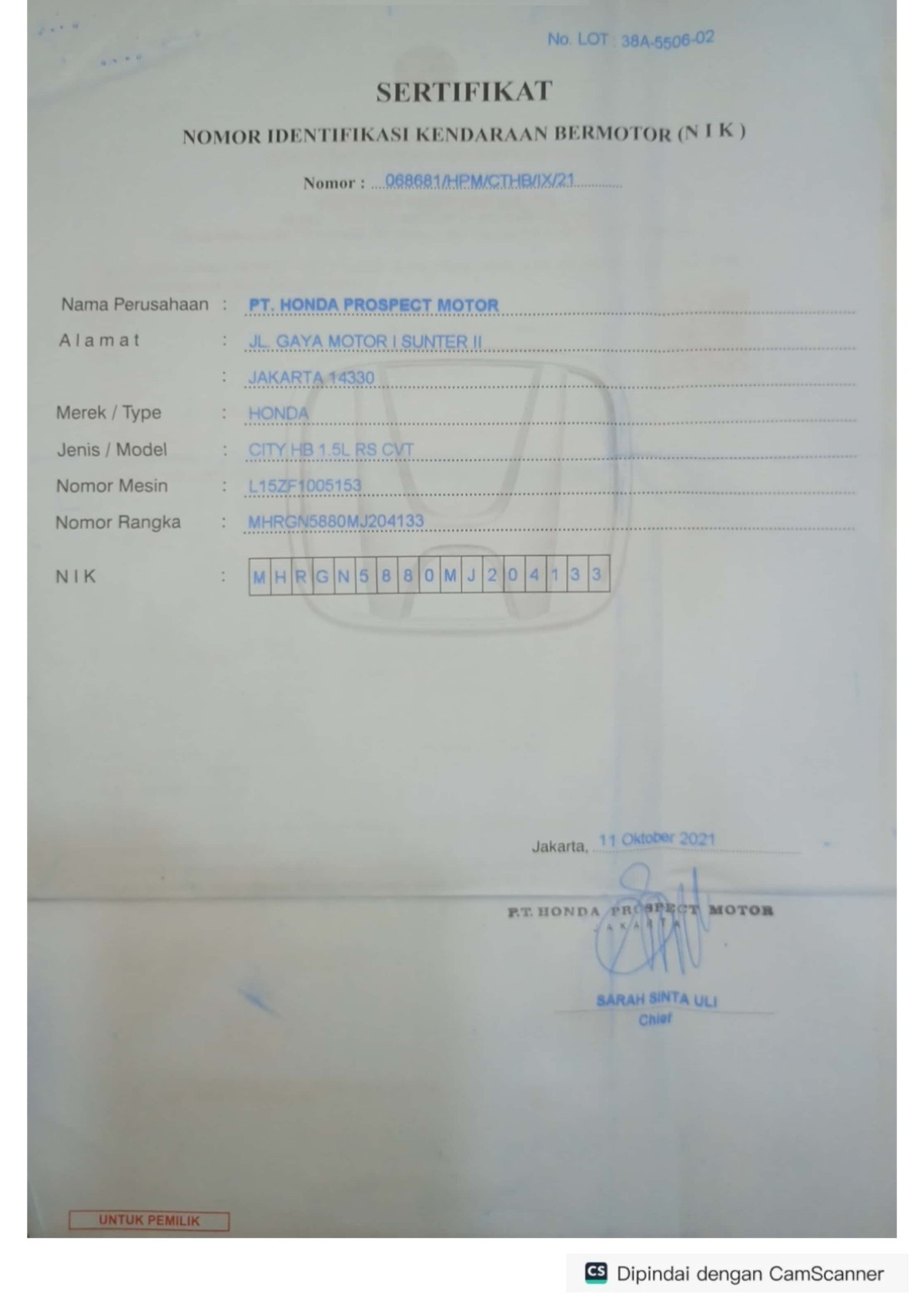 HONDA CITY HB 1.5L RS