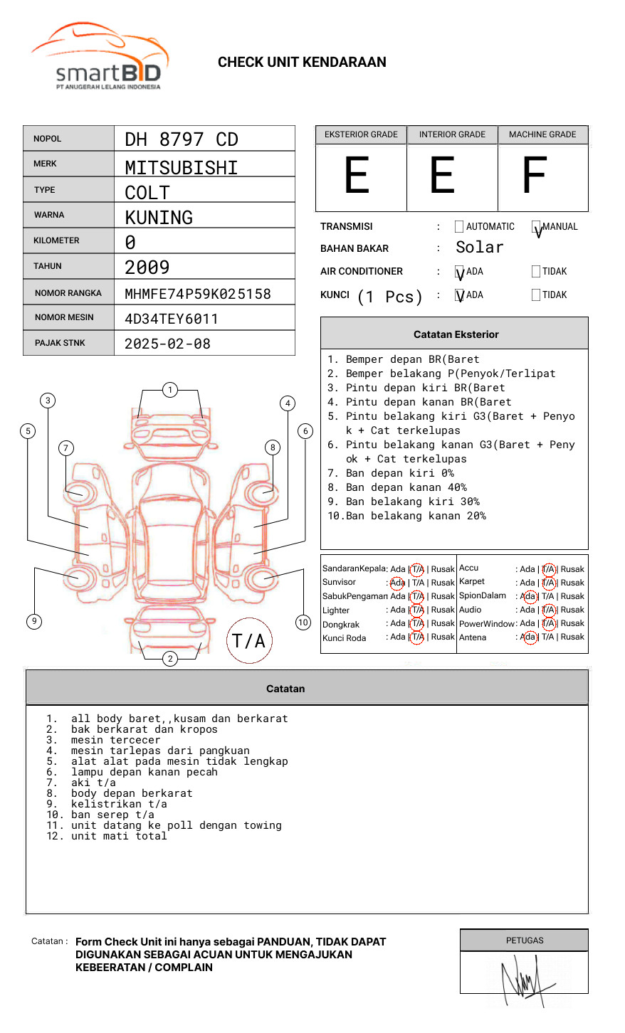 MITSUBISHI COLT DIESEL FE 74