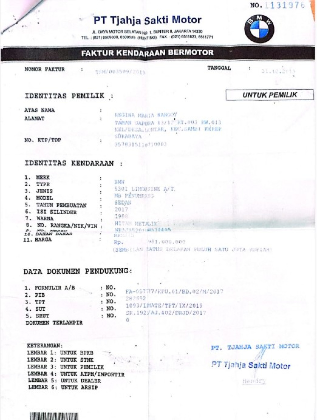 BMW  530I  LIMOUSINE