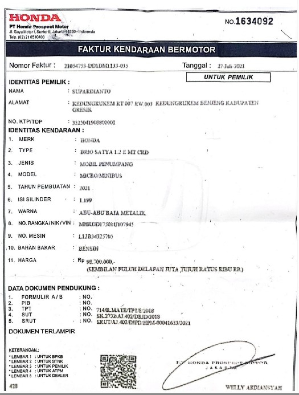 HONDA BRIO SATYA 1.2 E