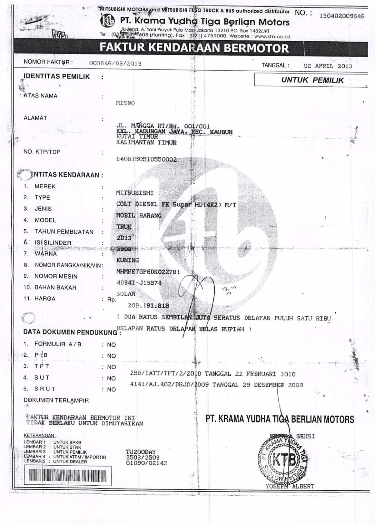 MITSUBISHI  COLT DIESEL  FE