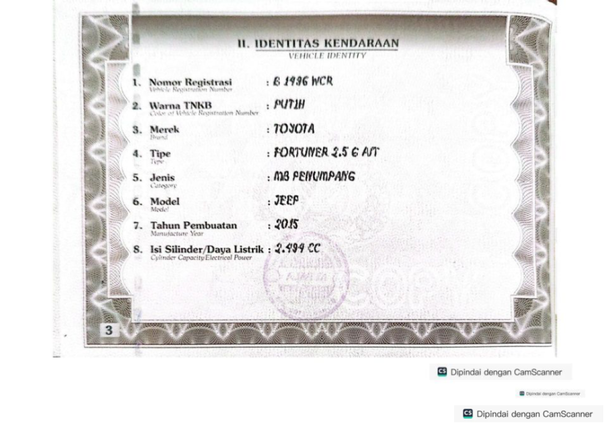 TOYOTA FORTUNER 2.5G AT