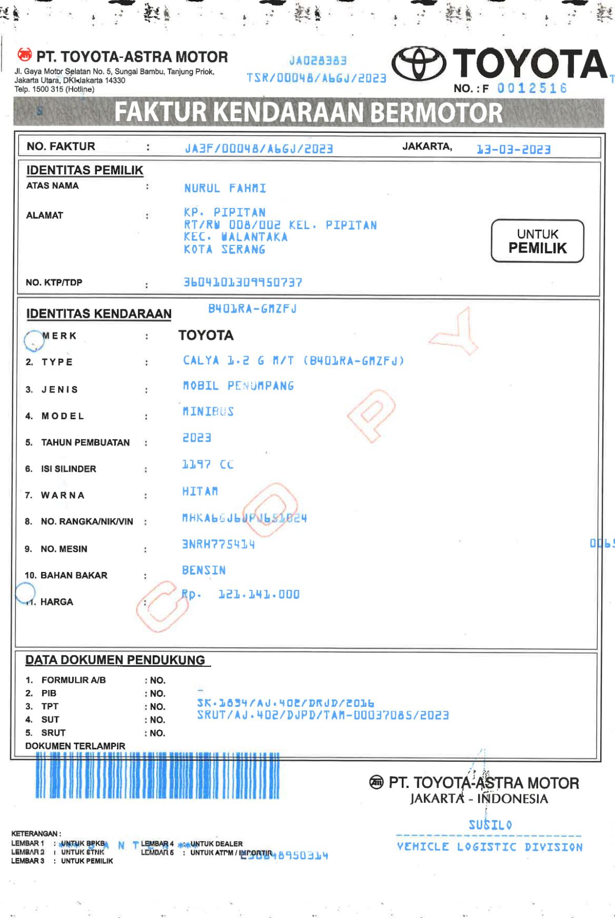 TOYOTA  CALYA  1.2 G M/T