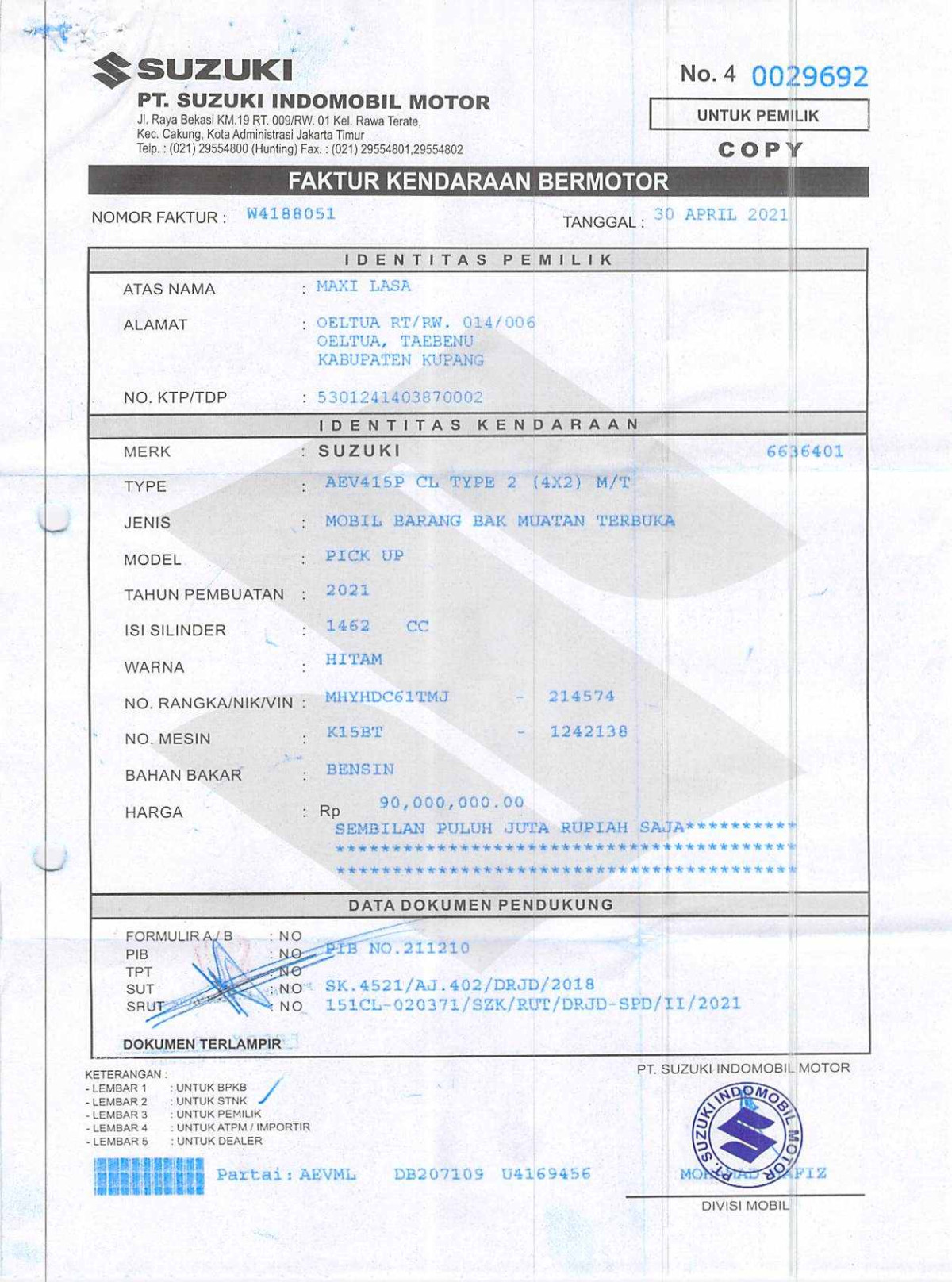 SUZUKI  CARRY  CL PICK UP