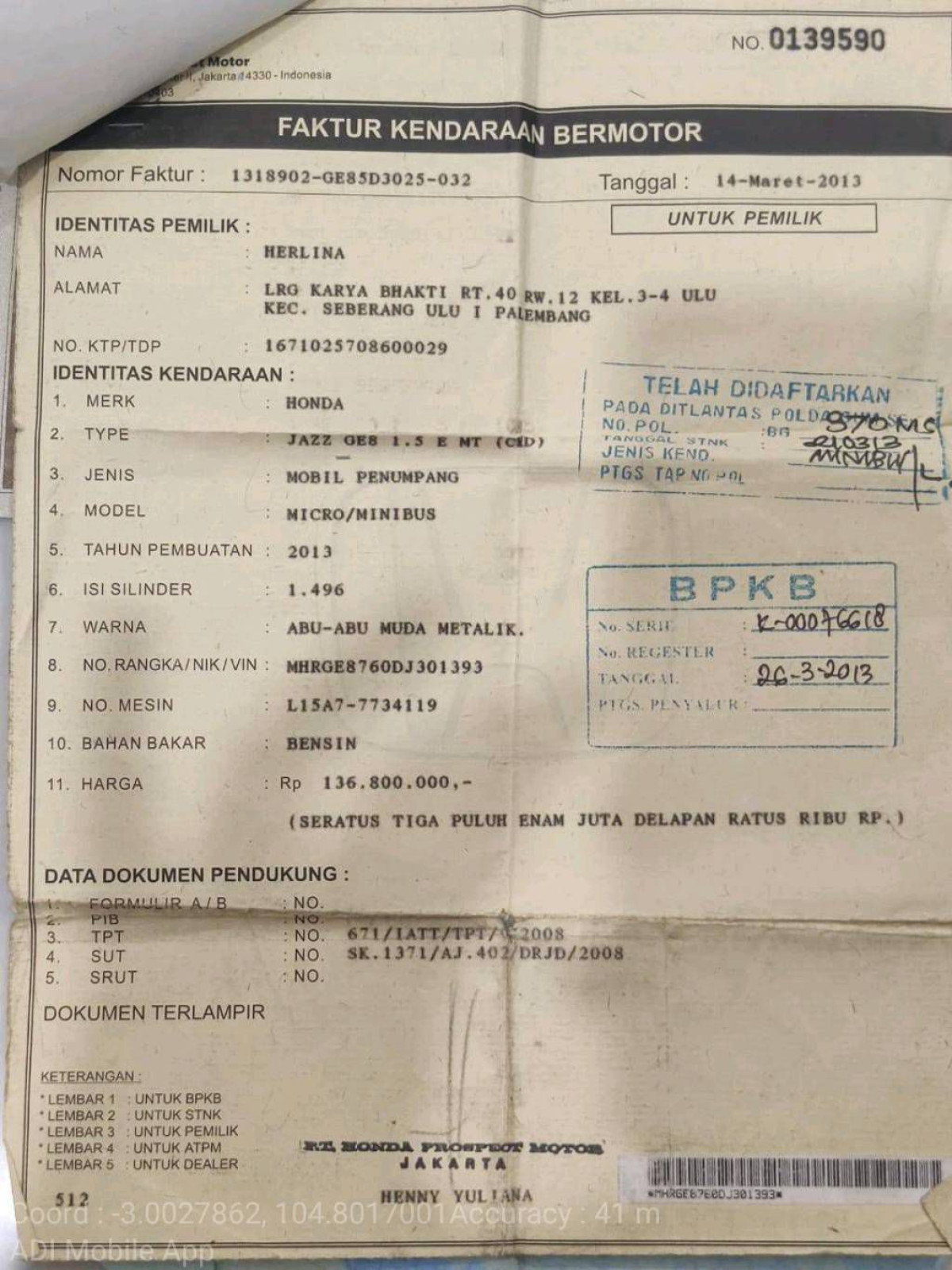 HONDA JAZZ GE8 1.5 E