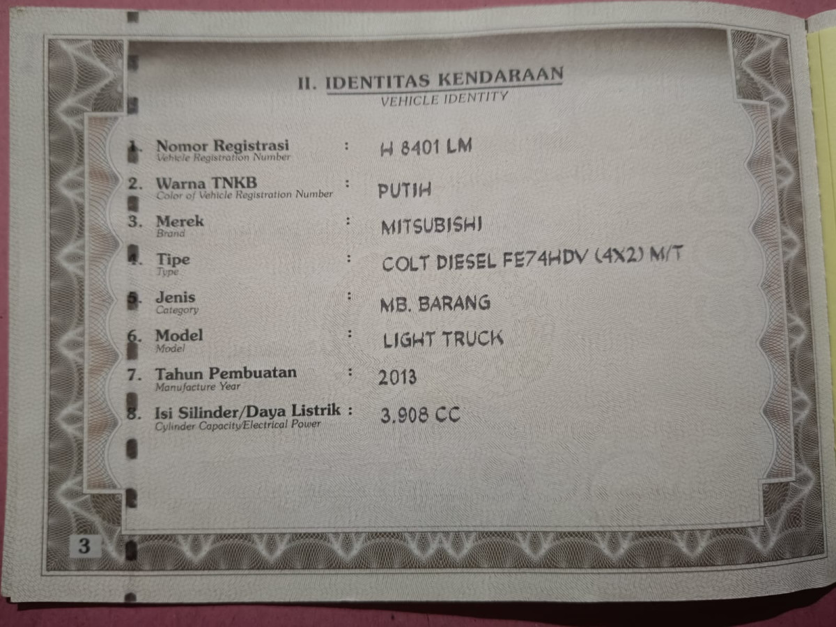 MITSUBISHI COLT DIESEL FE 74