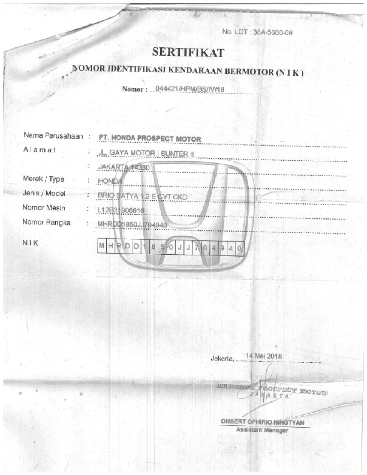 HONDA BRIO SATYA 1.2 E