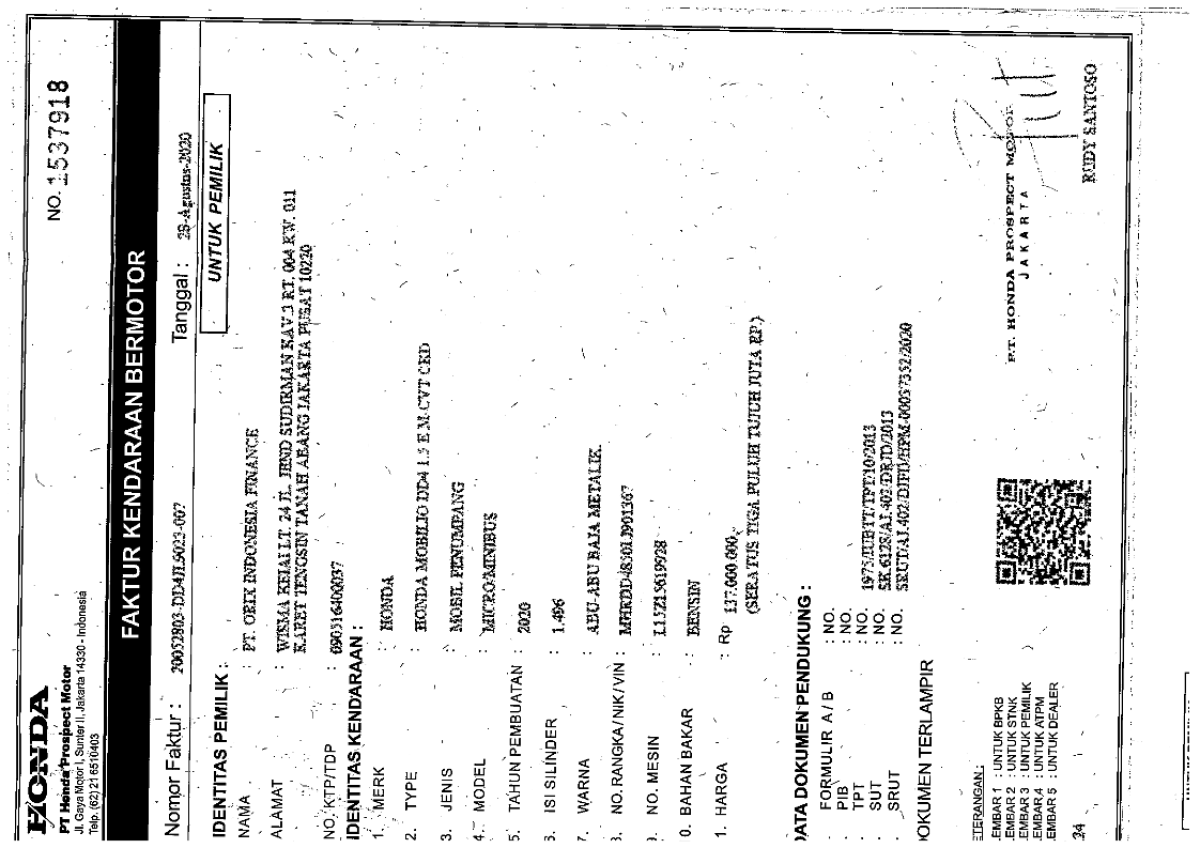 HONDA MOBILIO DD4 1.5 E M CVT CKD