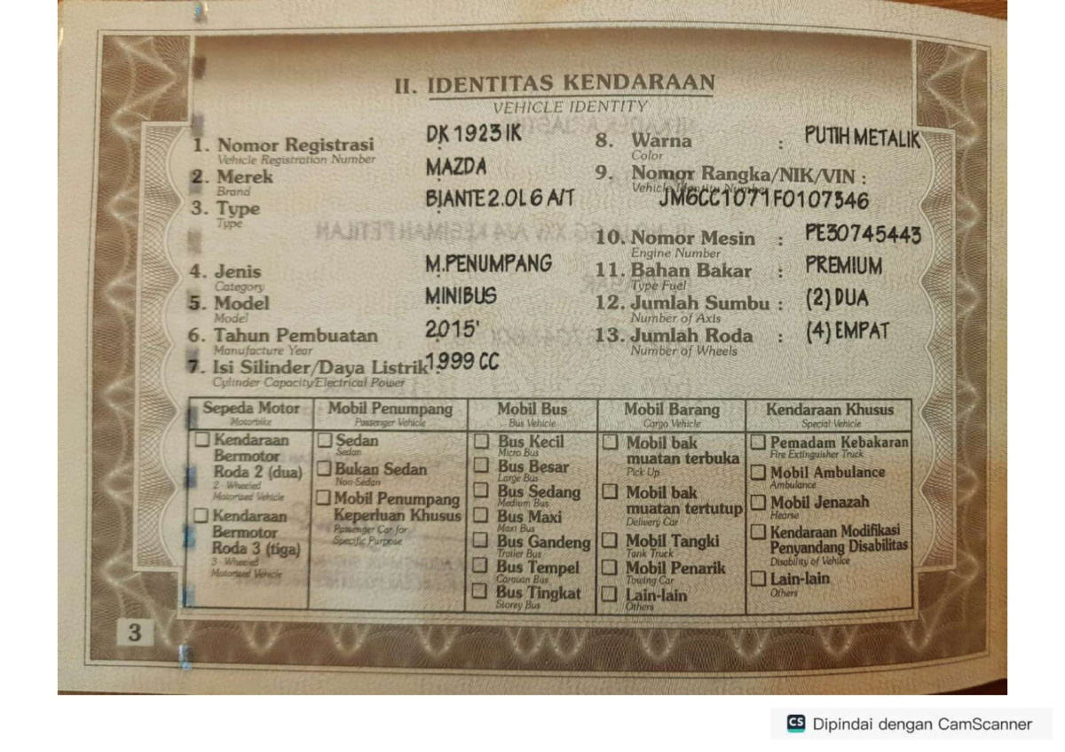 MAZDA BIANTE 2.0L 6 A/T