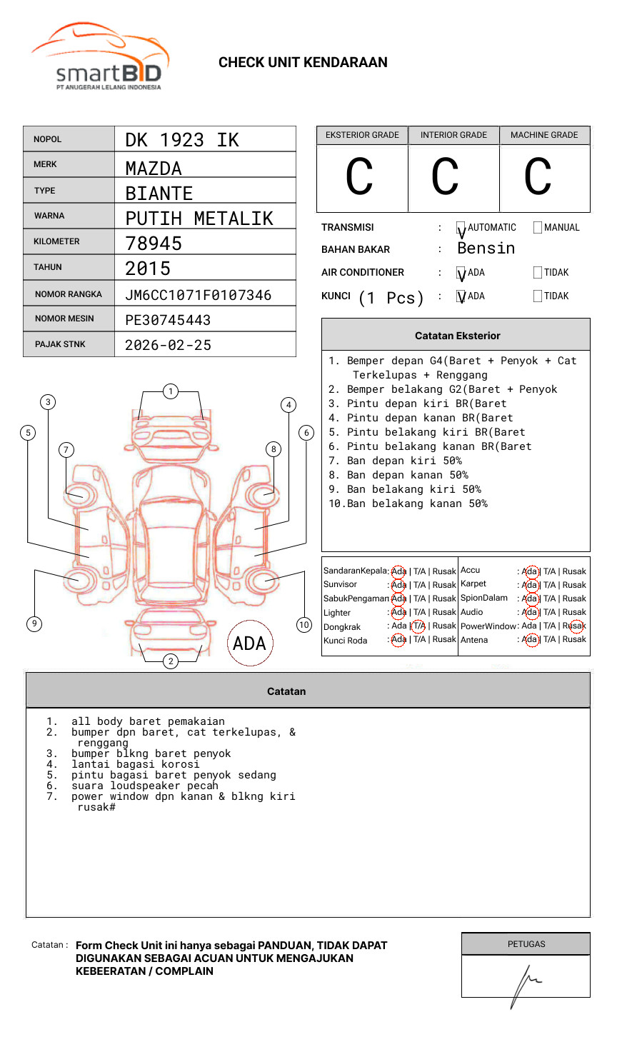 MAZDA BIANTE 2.0L 6 A/T