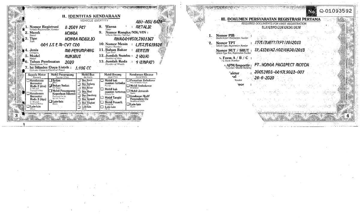 HONDA MOBILIO DD4 1.5 E M CVT CKD