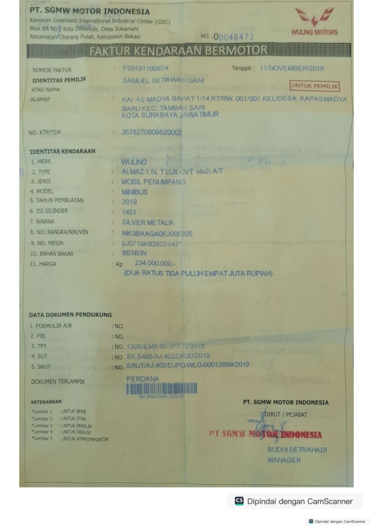 WULING ALMAZ 1.5 LT LUX CVT