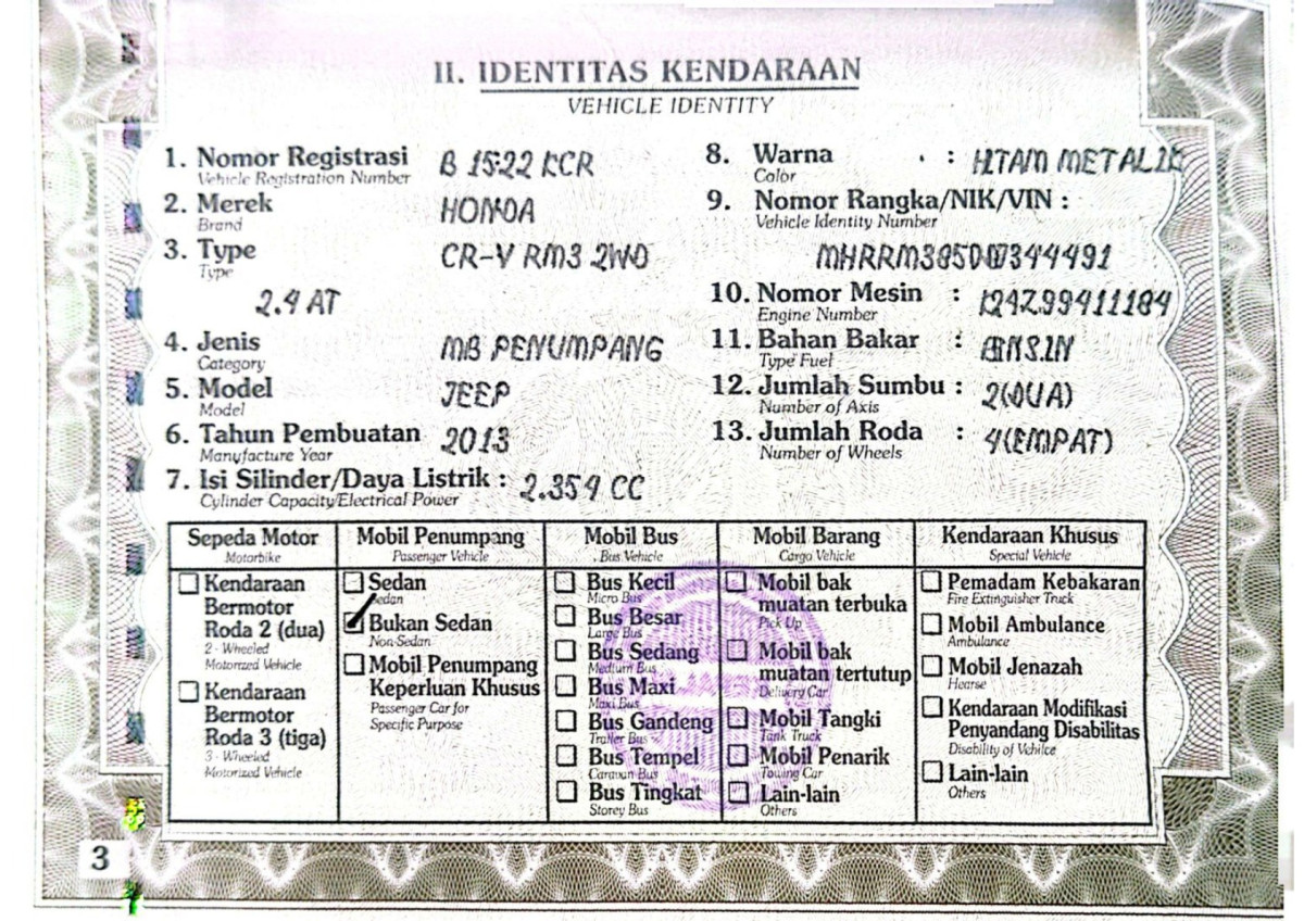 HONDA CR-V RM3 2WD 2.4