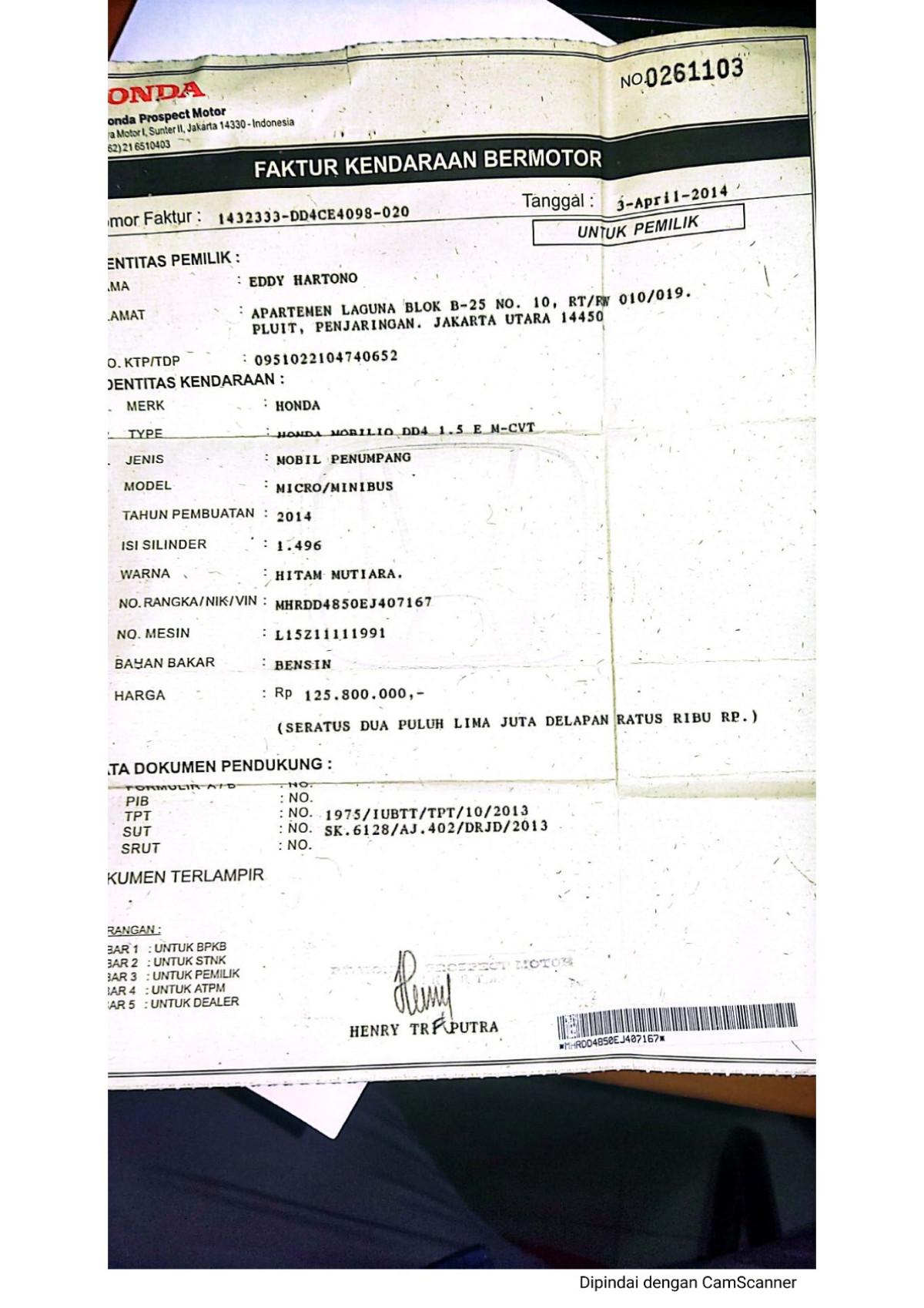 HONDA  MOBILIO  DD4 1.5 E M CVT CKD