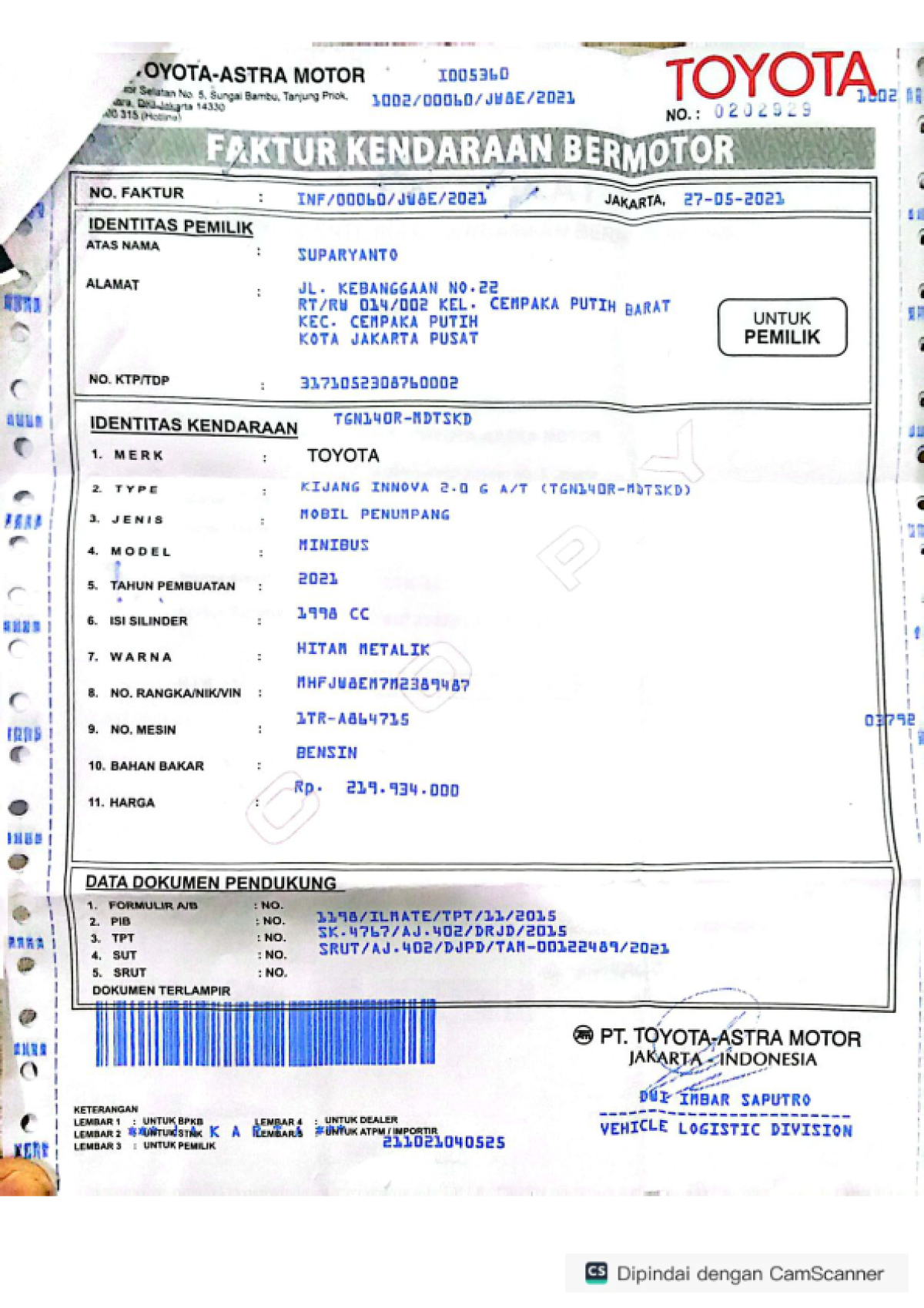 TOYOTA KIJANG INNOVA G