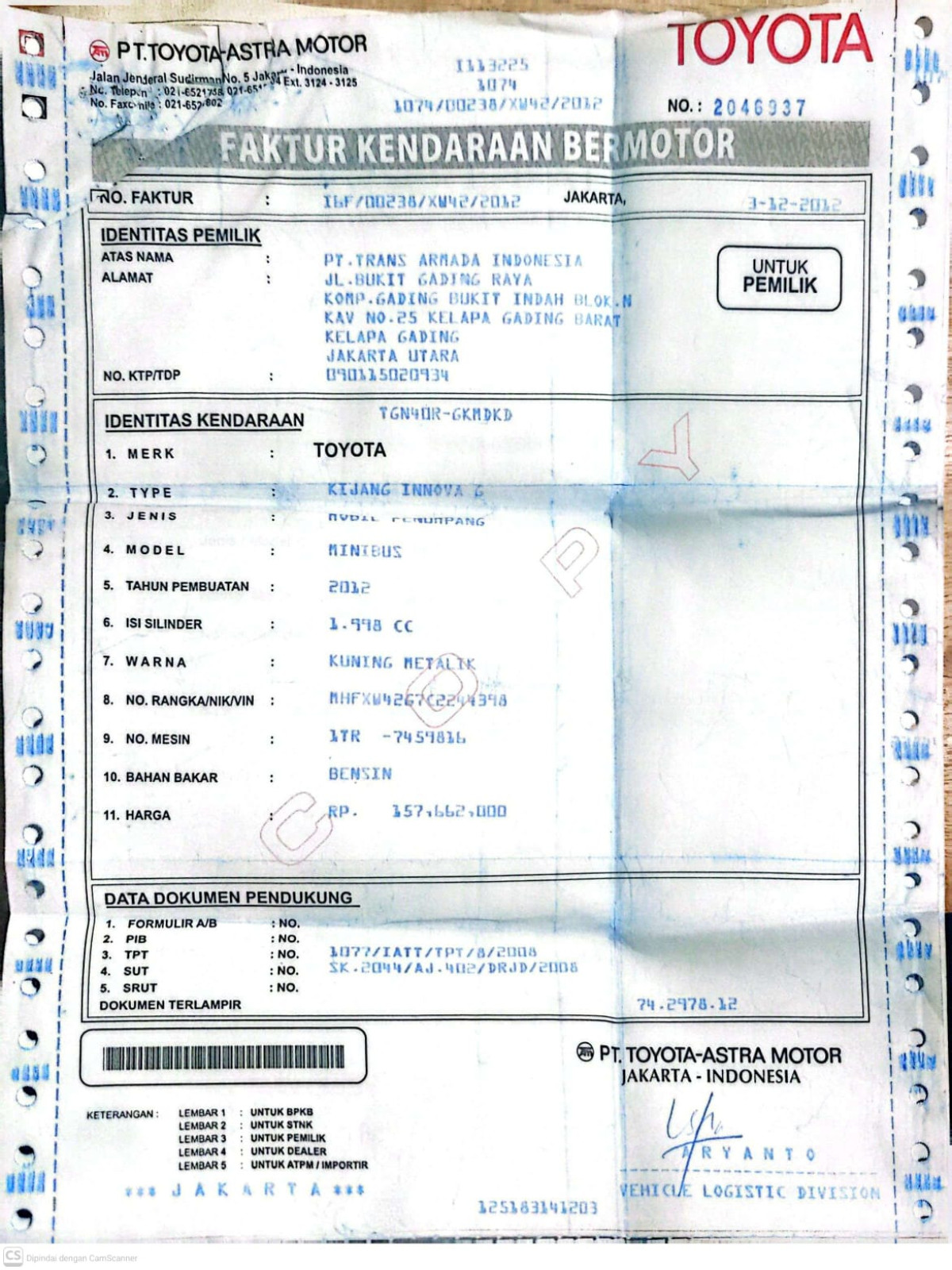 TOYOTA KIJANG INNOVA G