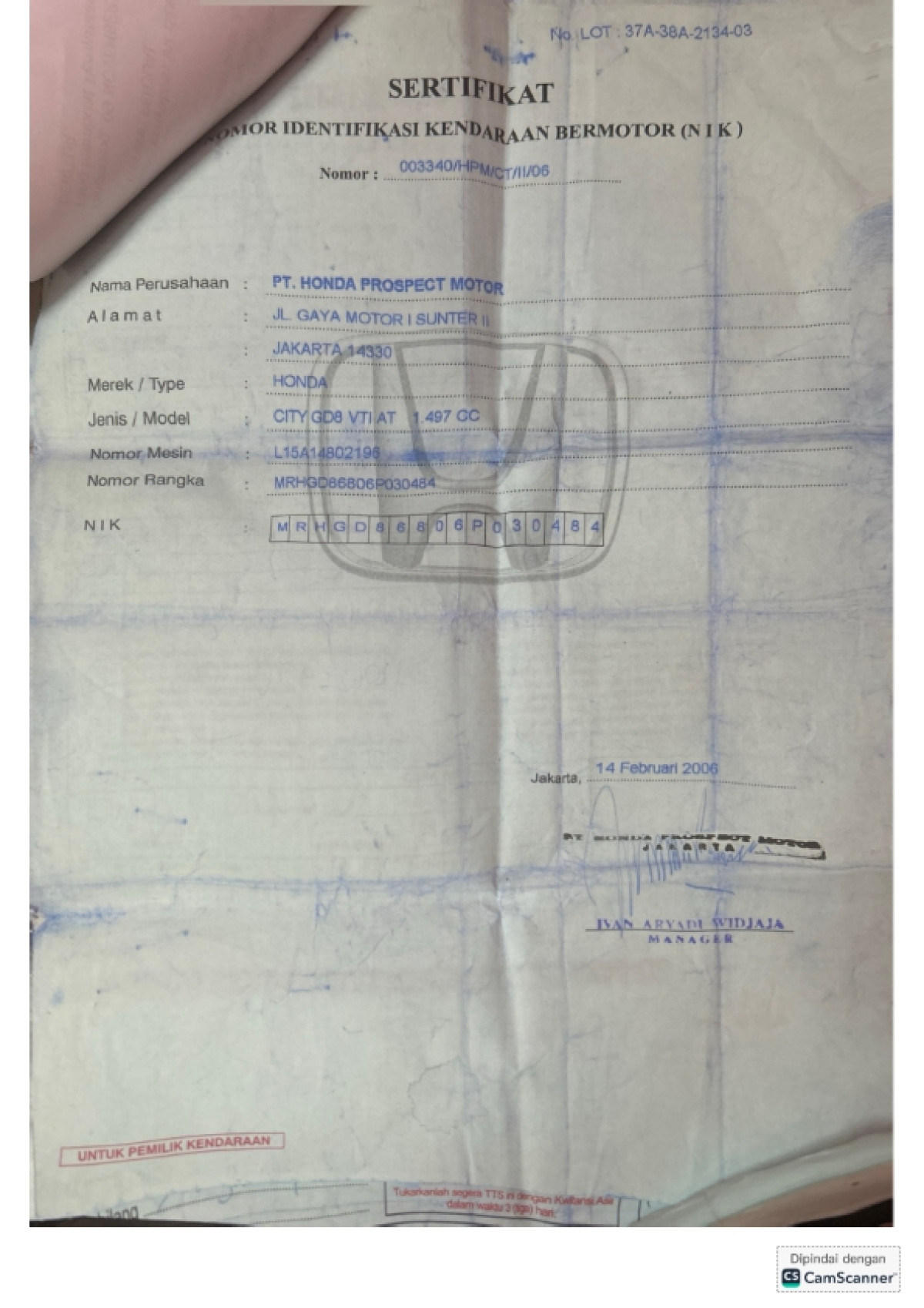 HONDA GD8 1.5 CBU AT