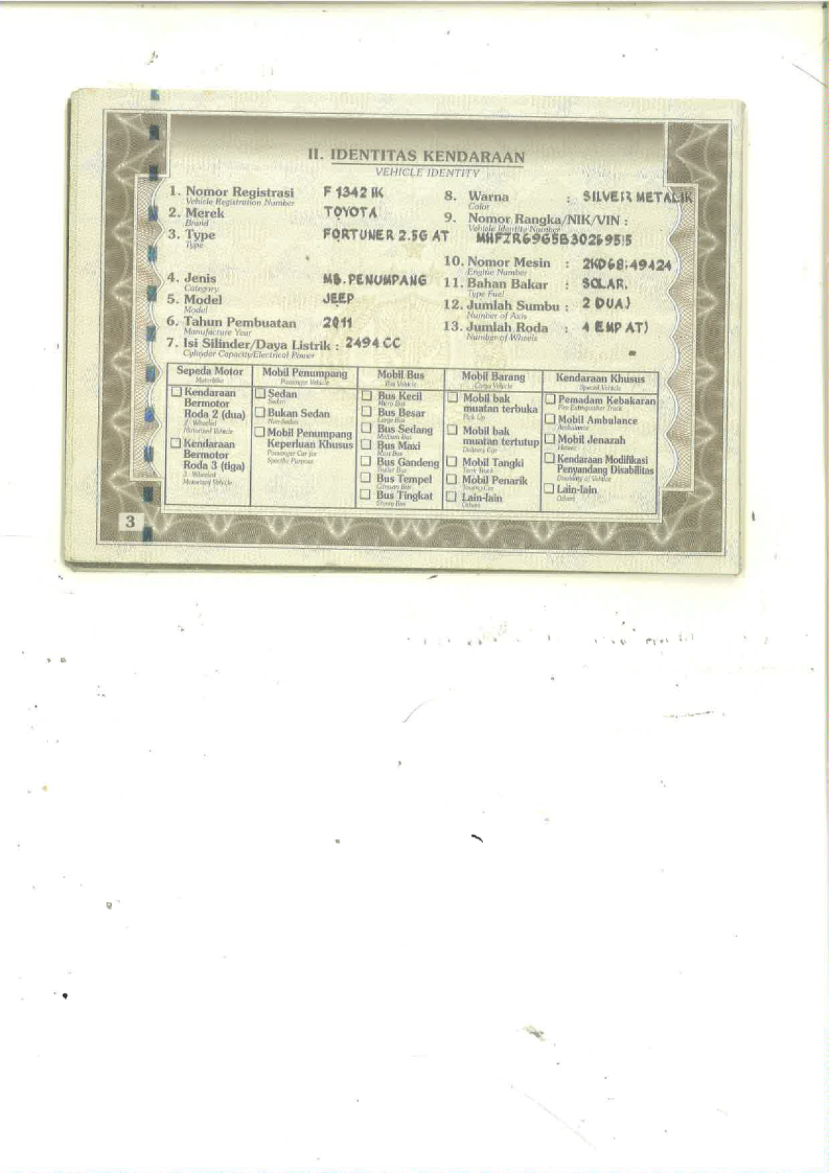 TOYOTA  FORTUNER  2.5G AT