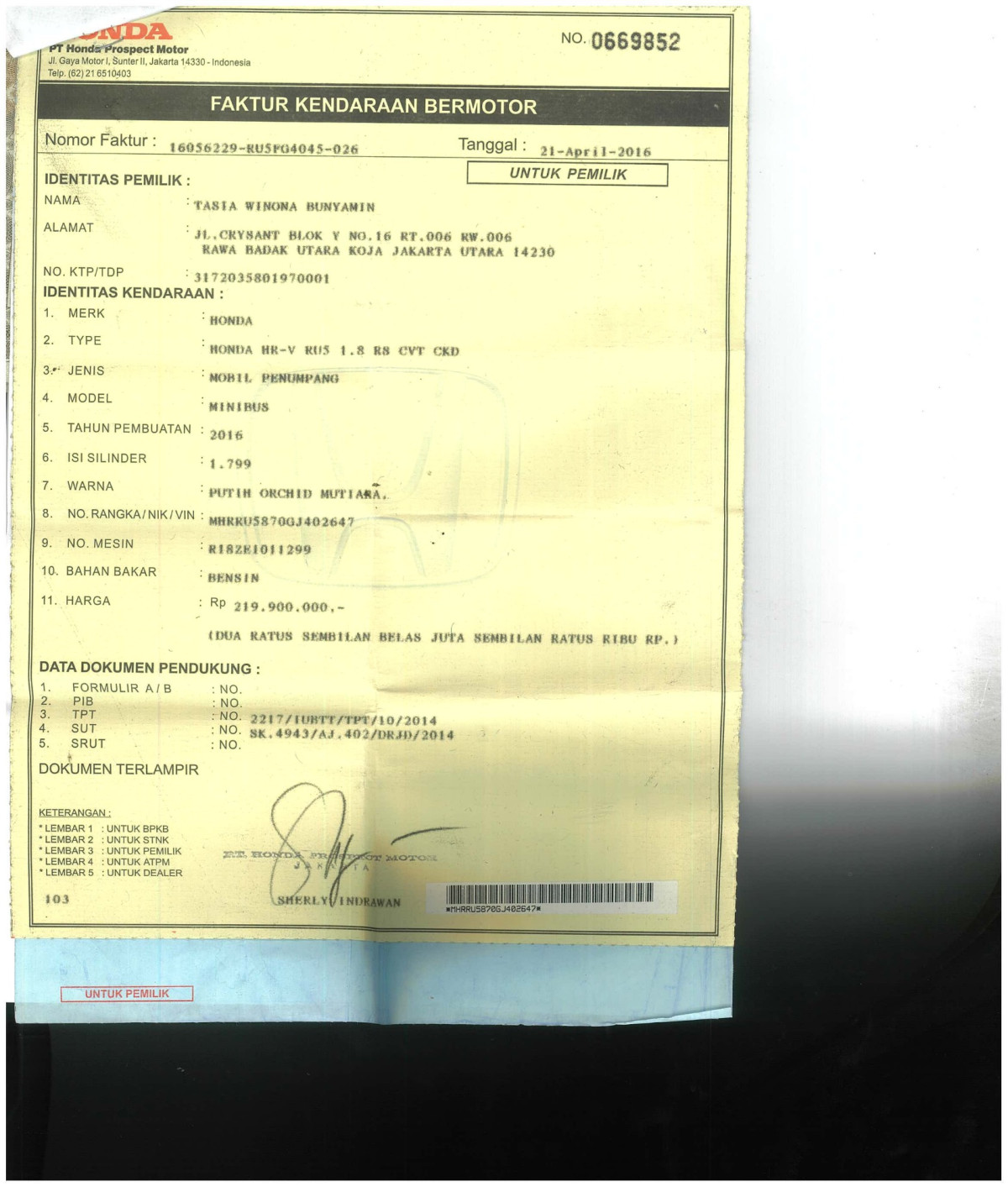 HONDA  HRV  RU5 1.8 RS