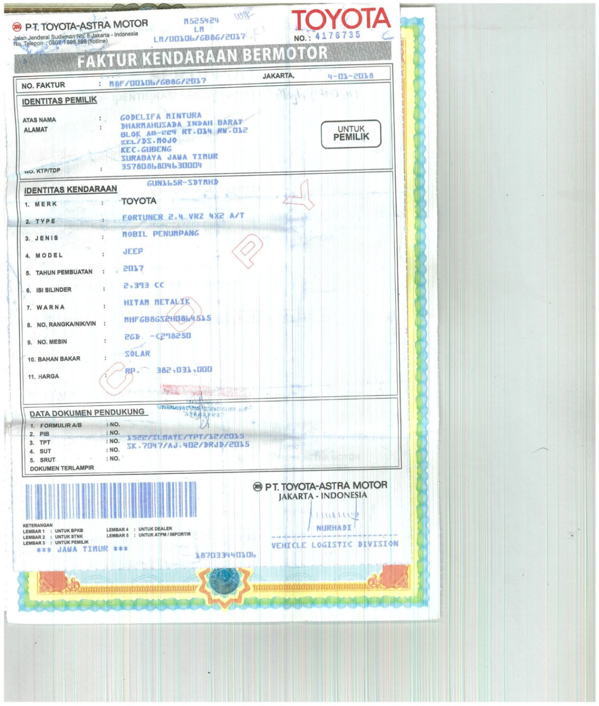 TOYOTA  FORTUNER  2.4 VRZ