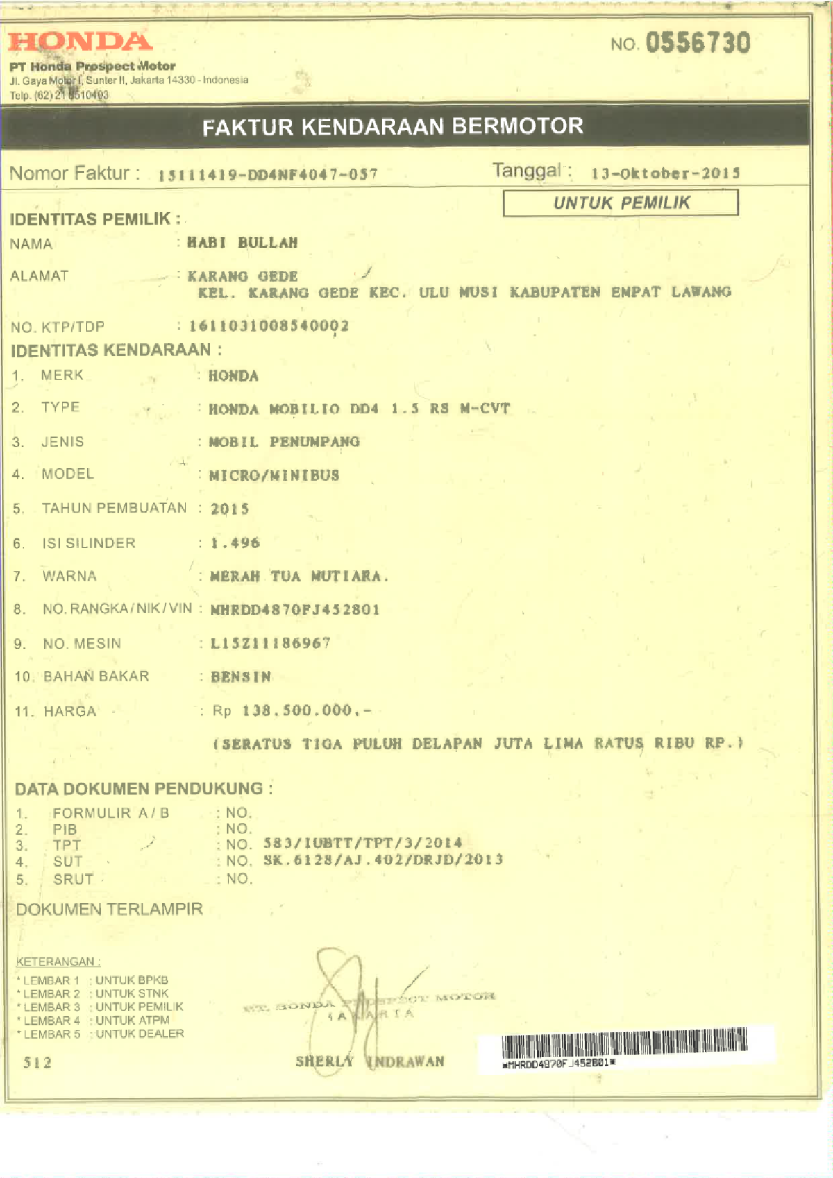 HONDA MOBILIO DD4 1.5 RS