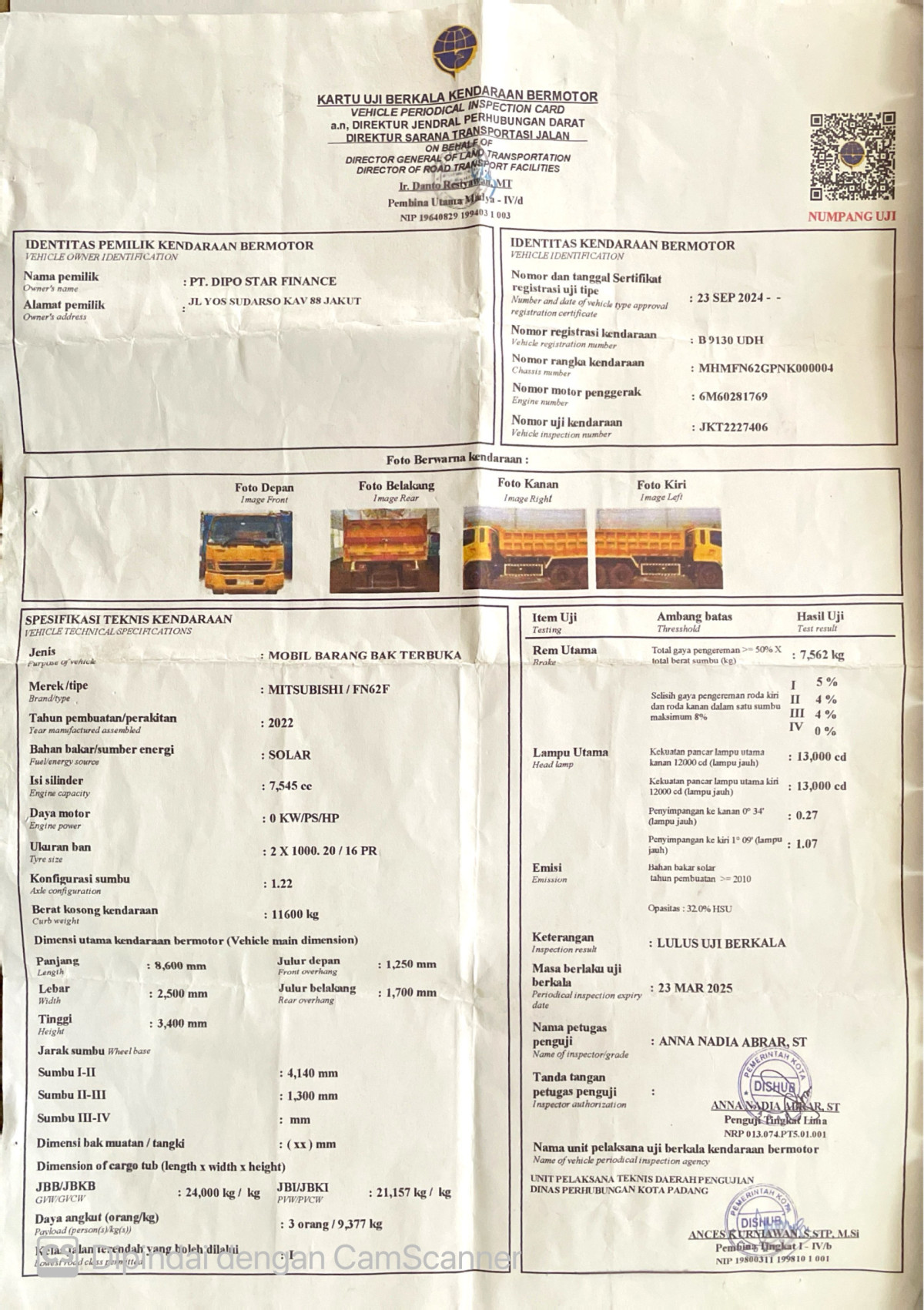 MITSUBISHI FN 62 F HD 6X4 DUMP