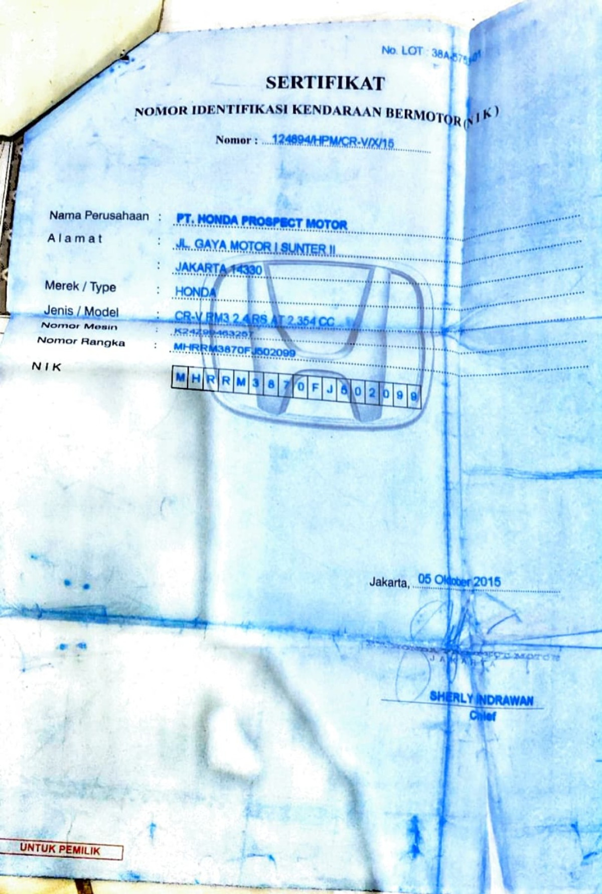 HONDA CR-V RM3 2WD 2.4