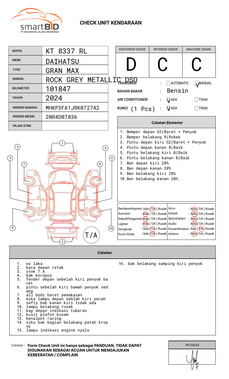 DAIHATSU GRAN MAX PU AC PS 1.5
