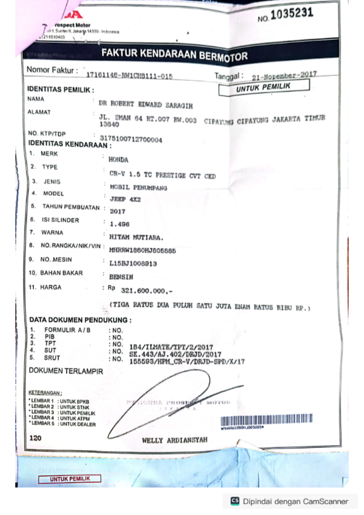 HONDA  CR-V  1.5 TC PRESTIGE CVT CKD