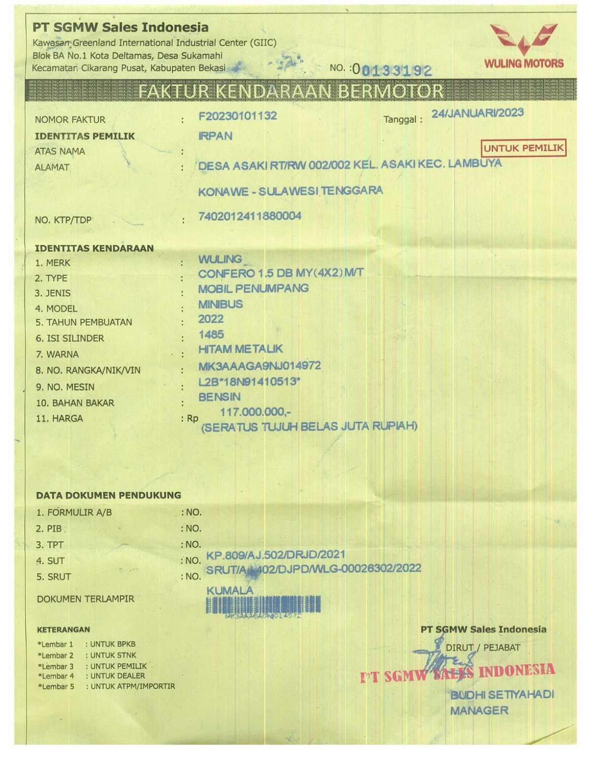 WULING  CONFERO  1.5 DB MY (4X2)