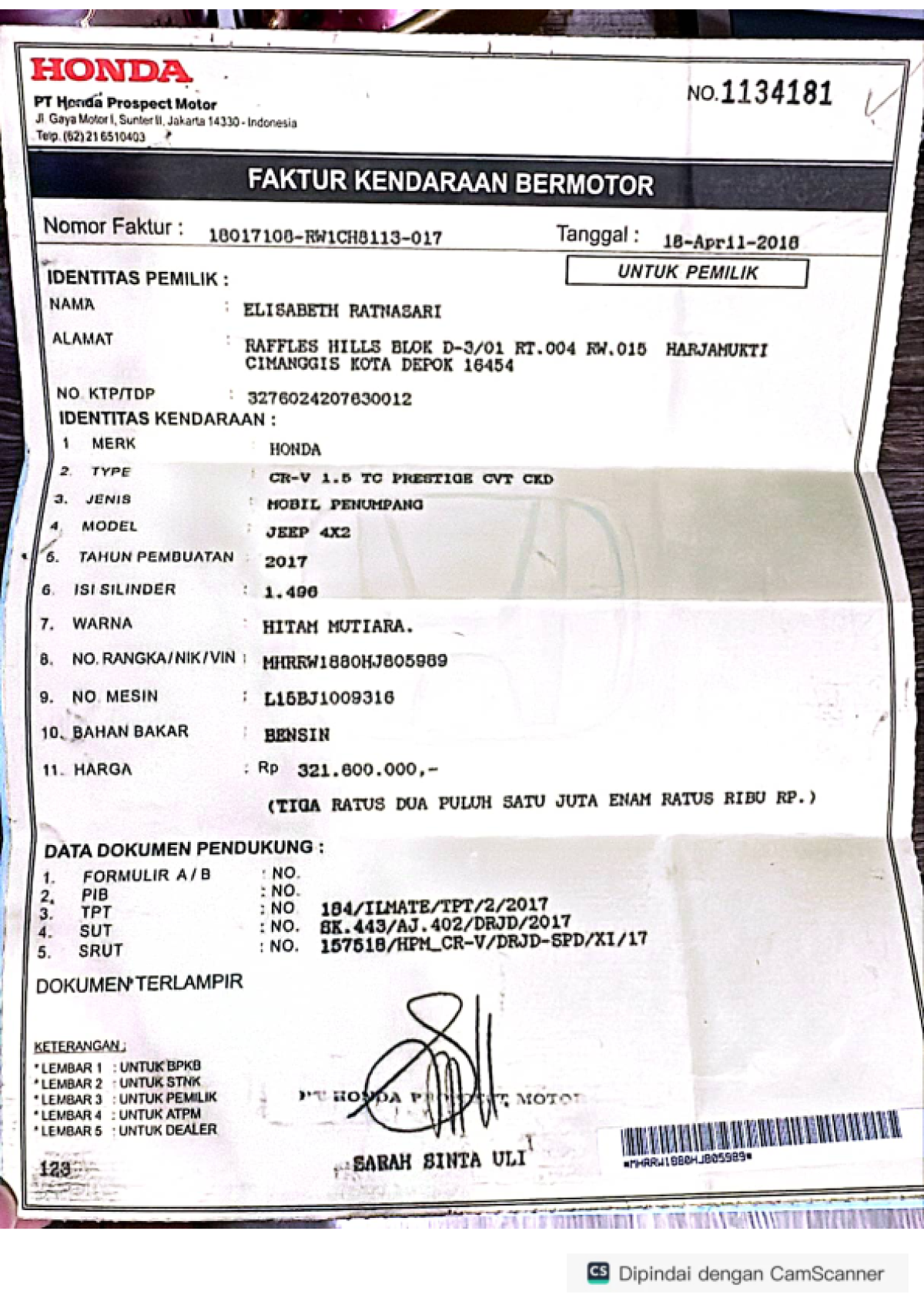 HONDA  CR-V  1.5 TC PRESTIGE CVT CKD