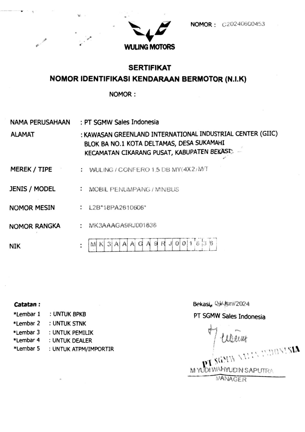 WULING  CONFERO  1.5 DB MY (4X2)