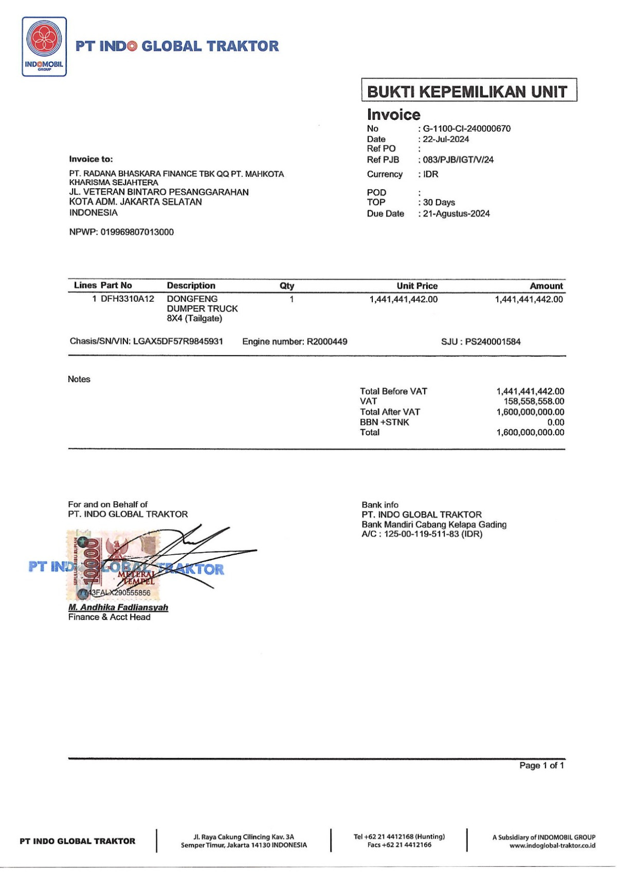 DONGFENG DUMP TRUCK 12 RODA