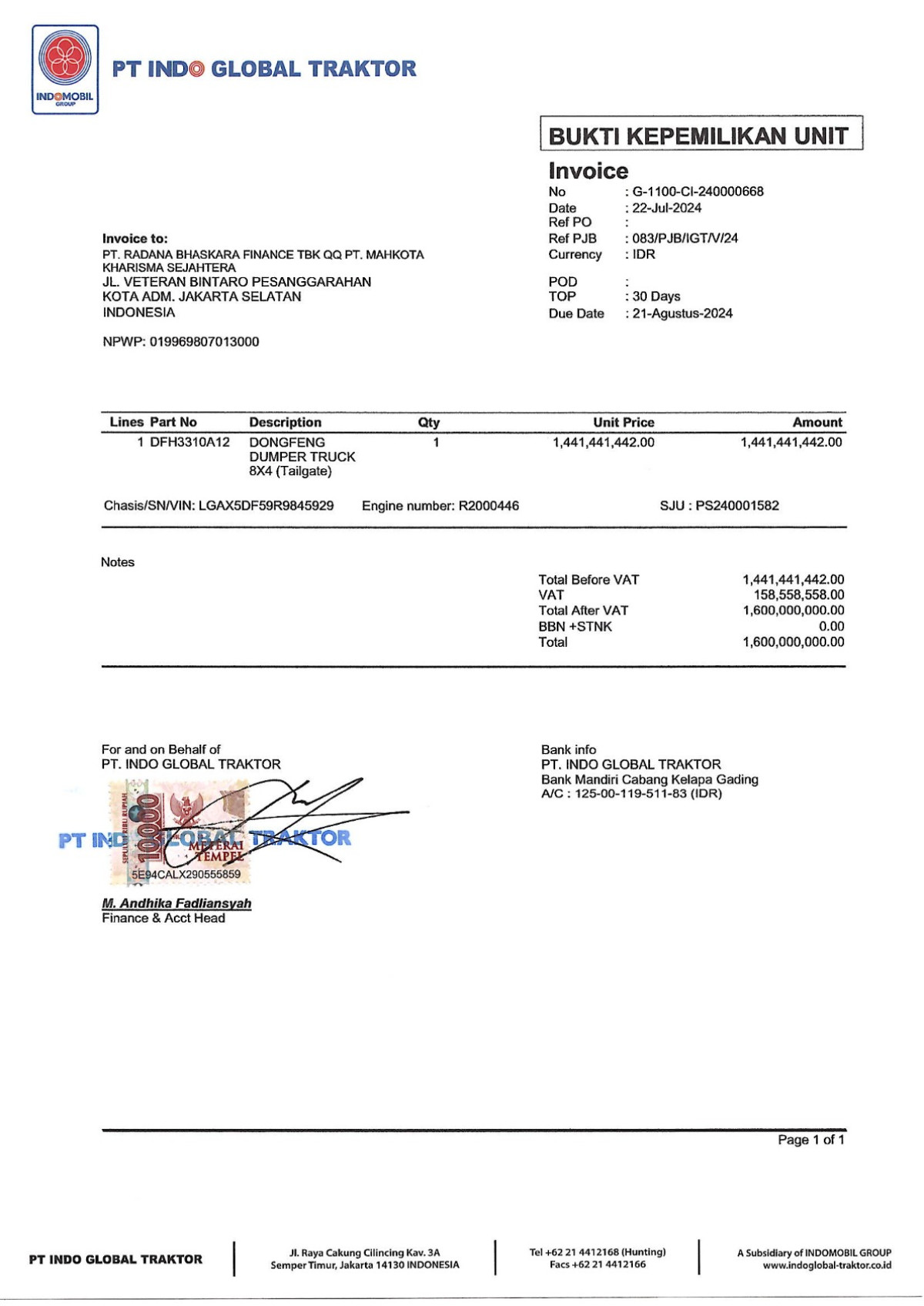 DONGFENG DUMP TRUCK 12 RODA