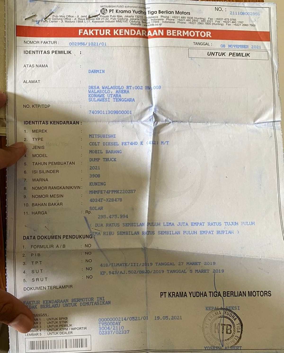 MITSUBISHI COLT DIESEL FE 74