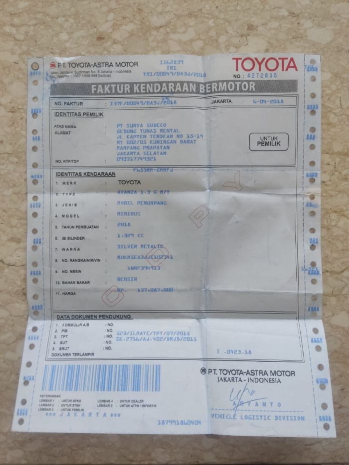 TOYOTA  AVANZA  1.3 G