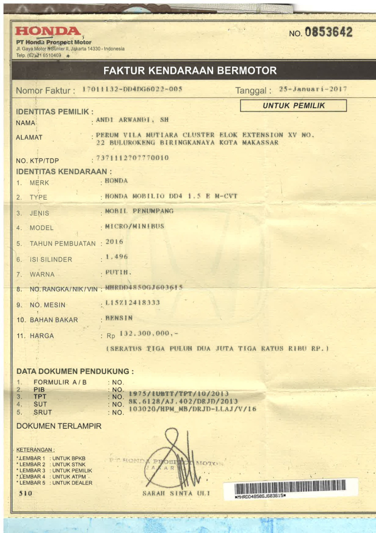 HONDA MOBILIO DD4 1.5E