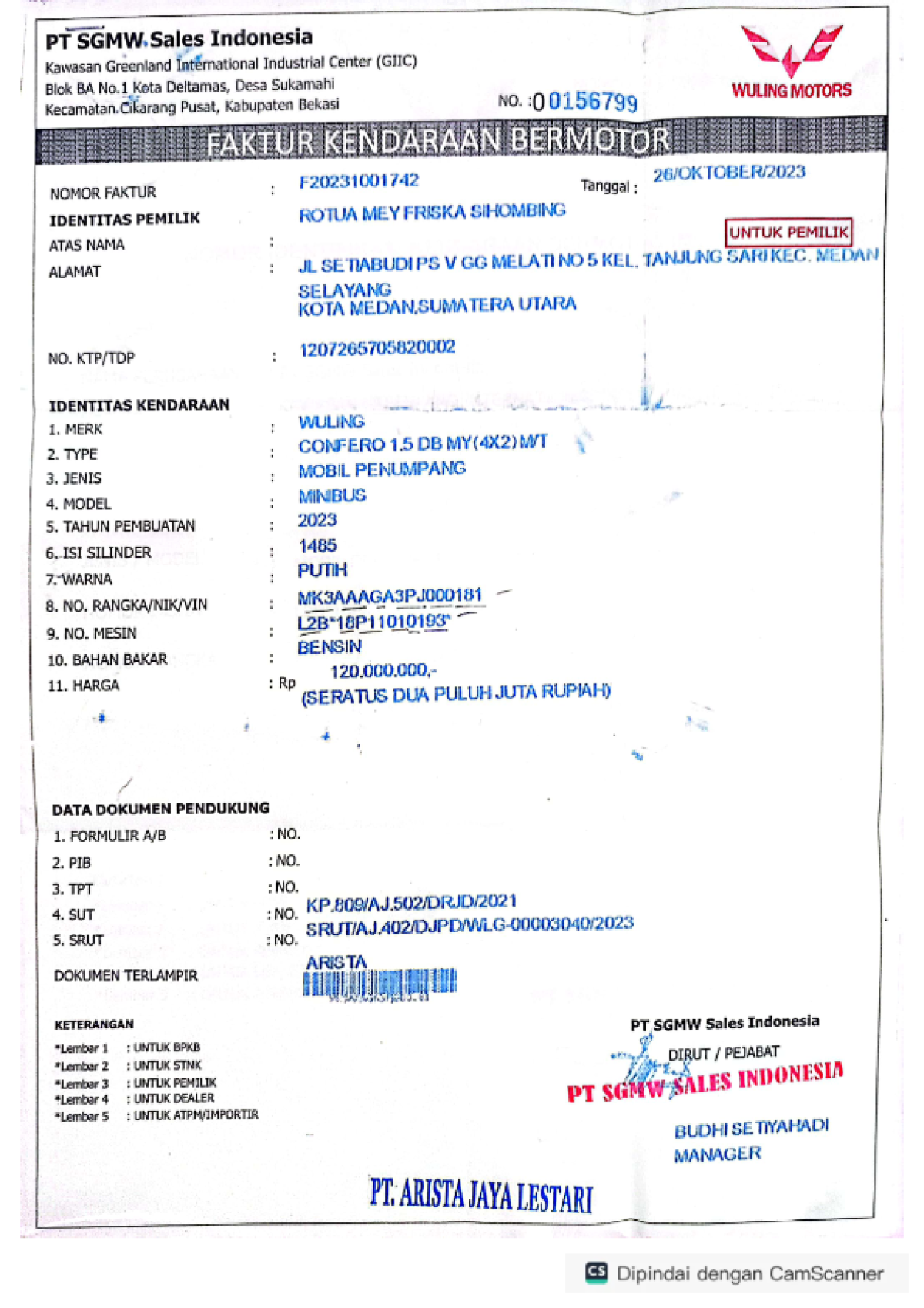 WULING  CONFERO  1.5 DB MY (4X2)