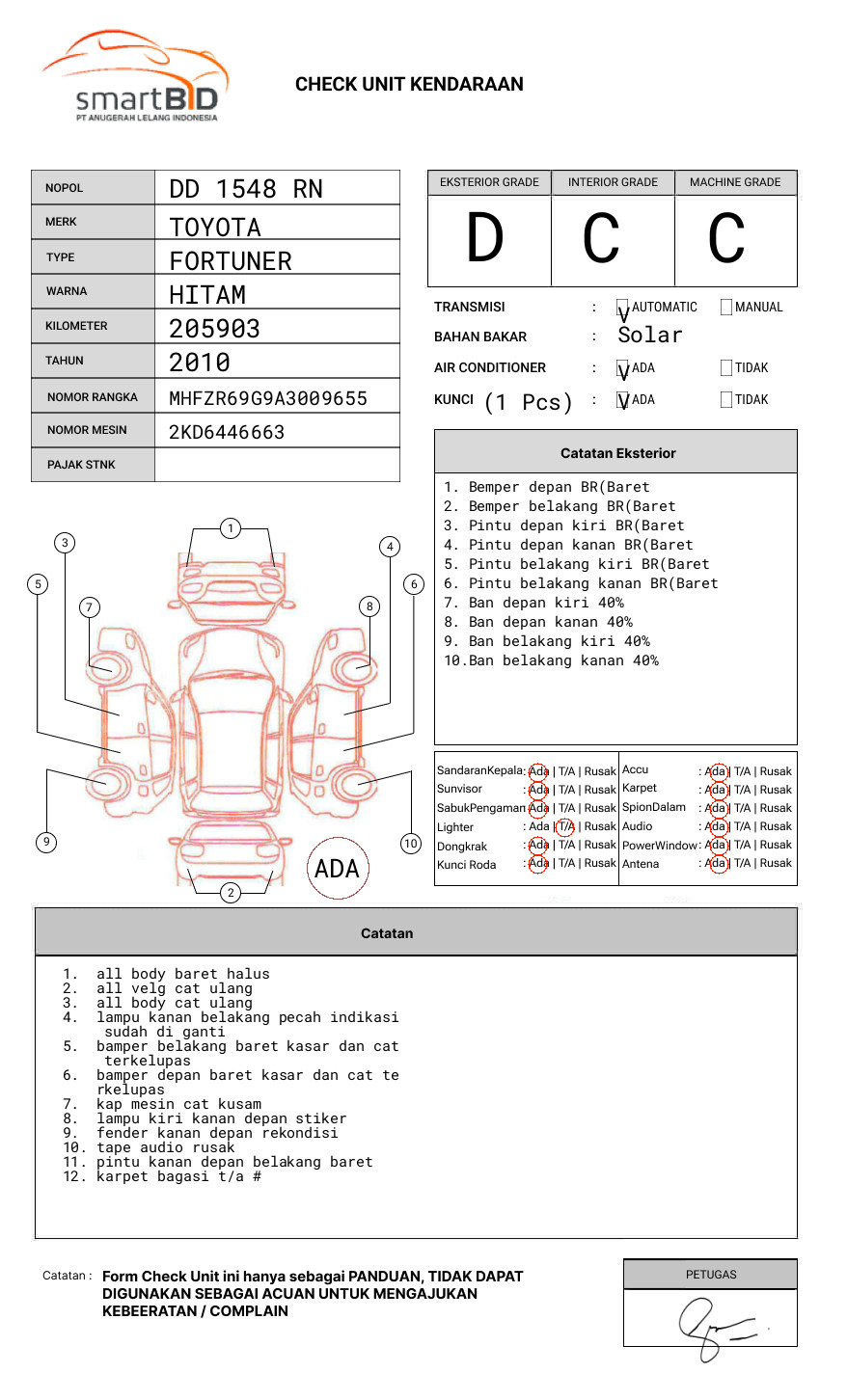 TOYOTA FORTUNER G 2.5