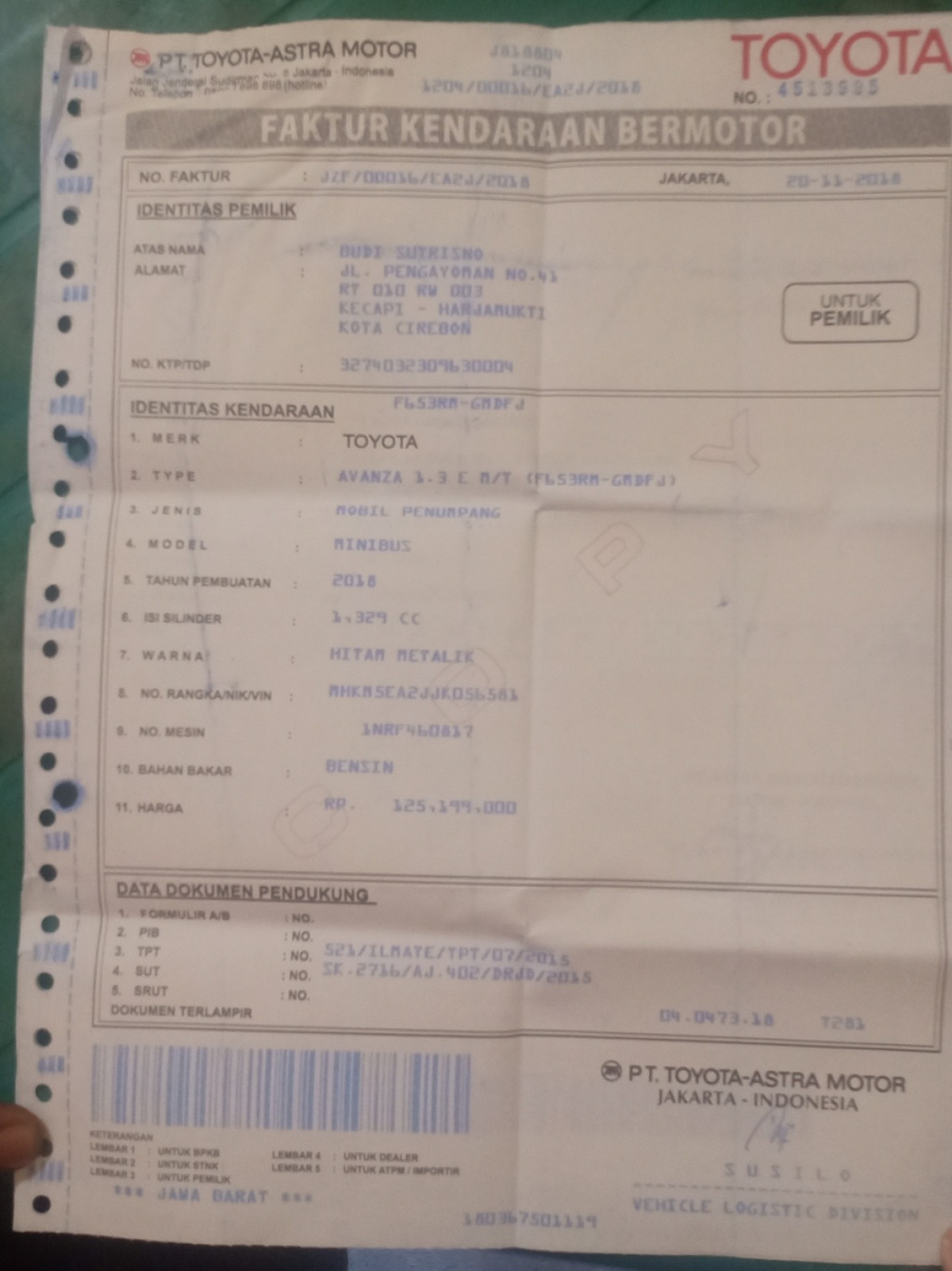 TOYOTA AVANZA  1.3 E