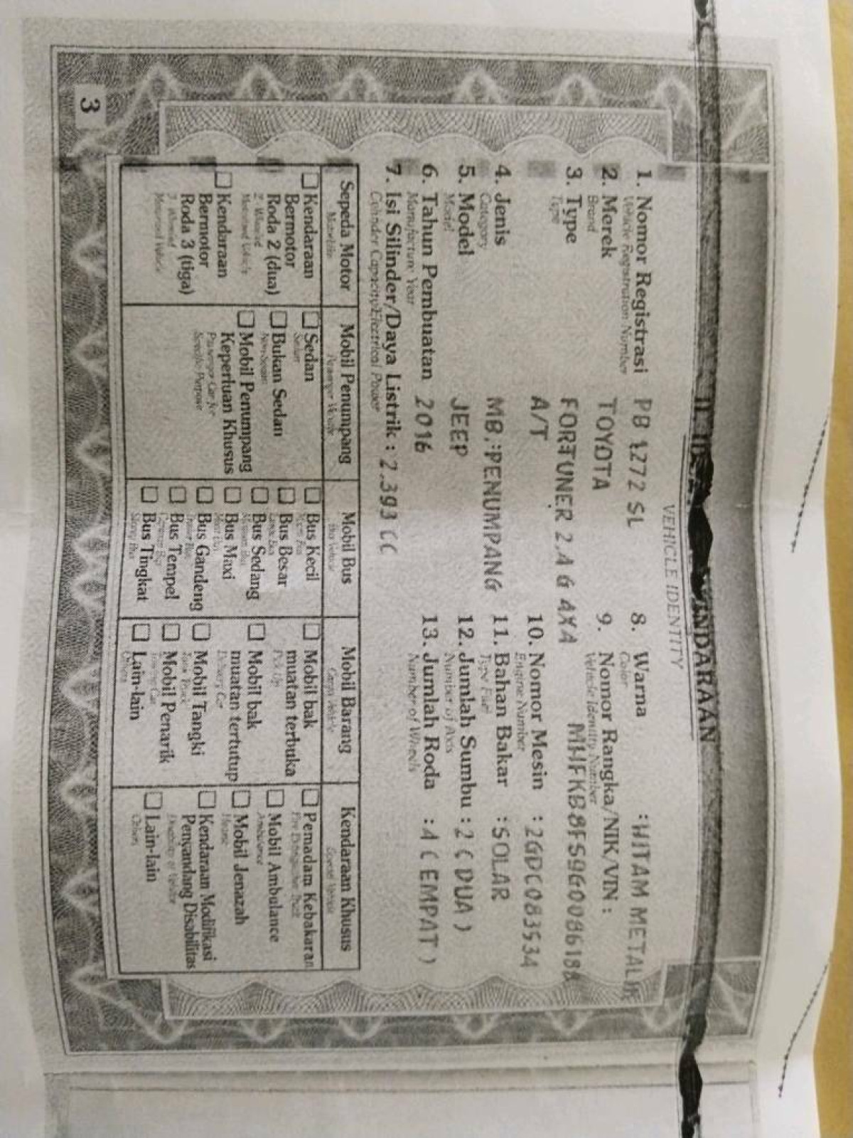 TOYOTA FORTUNER G 2.4