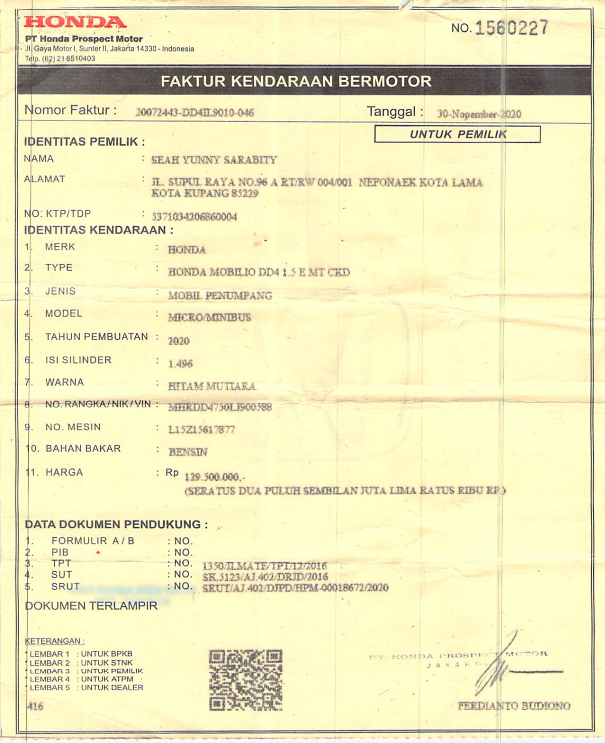 HONDA MOBILIO DD4 1.5E