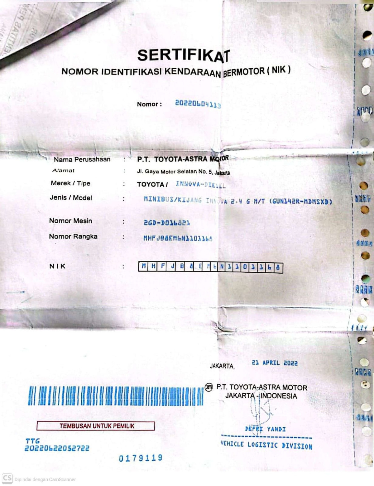 TOYOTA KIJANG INNOVA G DIESEL